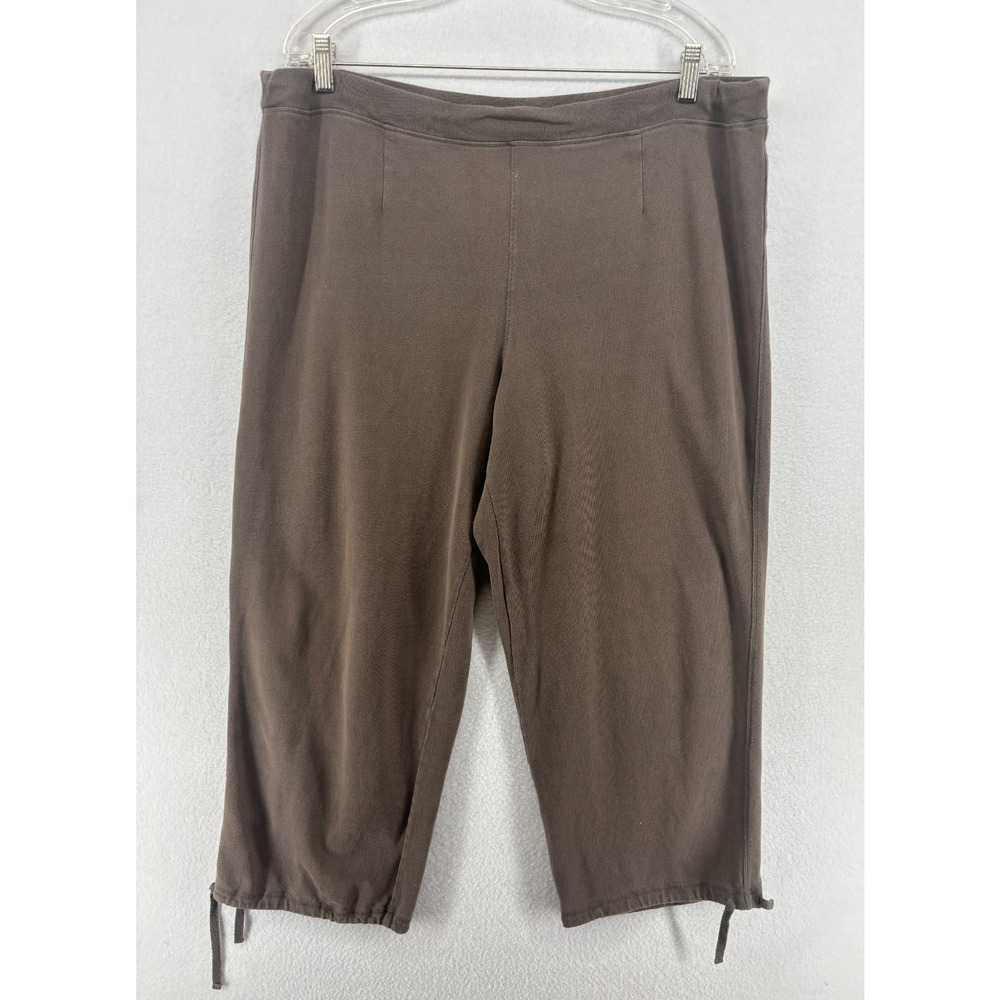 EILEEN FISHER Pants 1X Plus Heavy Brushed Jersey Cotton Cropped Cinched Brown